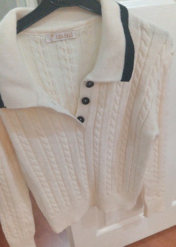 Düğmeli Gri Kadın Triko Kazak - Görsel 2