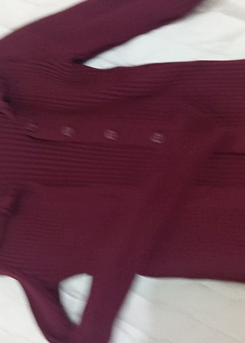 Bordo Düğmeli Balıkçı Kadın hırka dar kesim SM uyumlu - Görsel 3