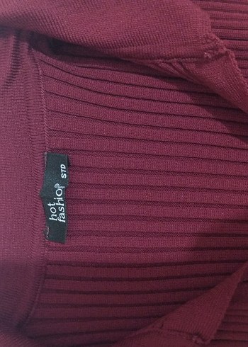 Bordo Düğmeli Balıkçı Kadın hırka dar kesim SM uyumlu - Görsel 4