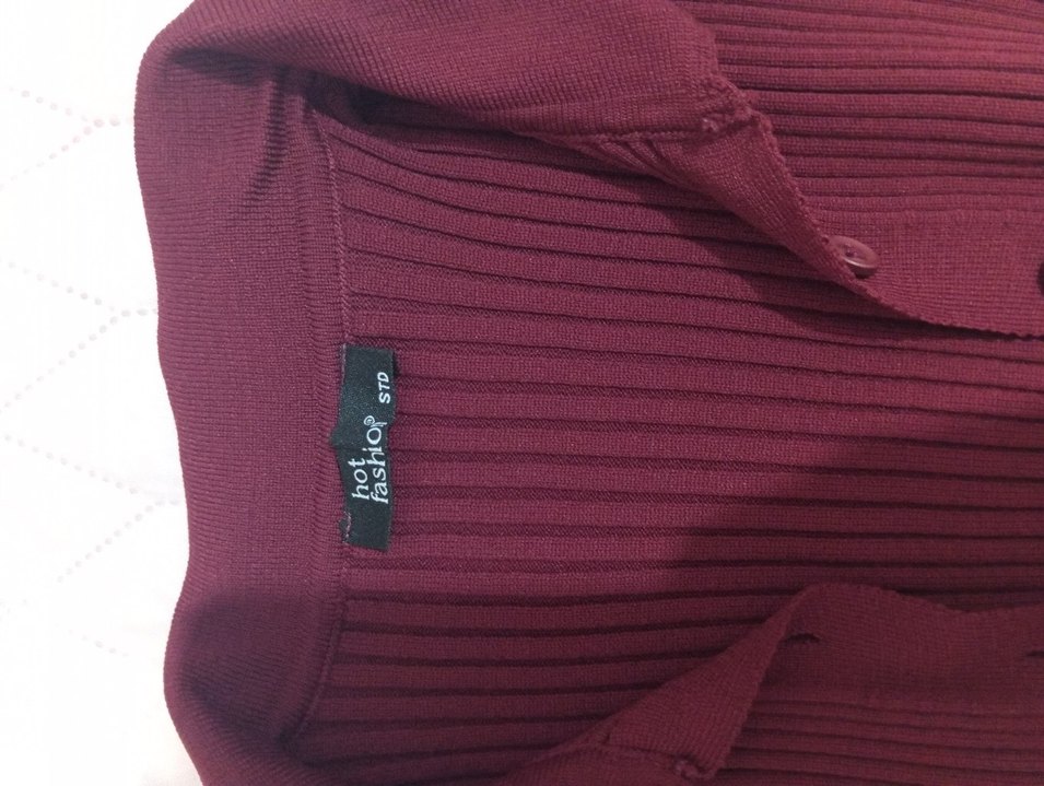 Bordo Düğmeli Balıkçı Kadın hırka dar kesim SM uyumlu - Görsel 4