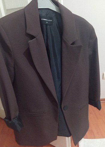 Kahverengi Düğmeli Kadın Blazer Ceket - Görsel 2