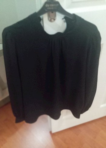 Siyah Uzun Kollu Kadın Bluz şifonlu - Görsel 3