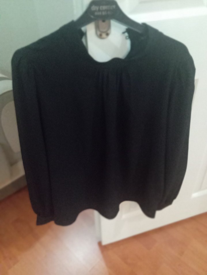 Siyah Uzun Kollu Kadın Bluz şifonlu - Görsel 2