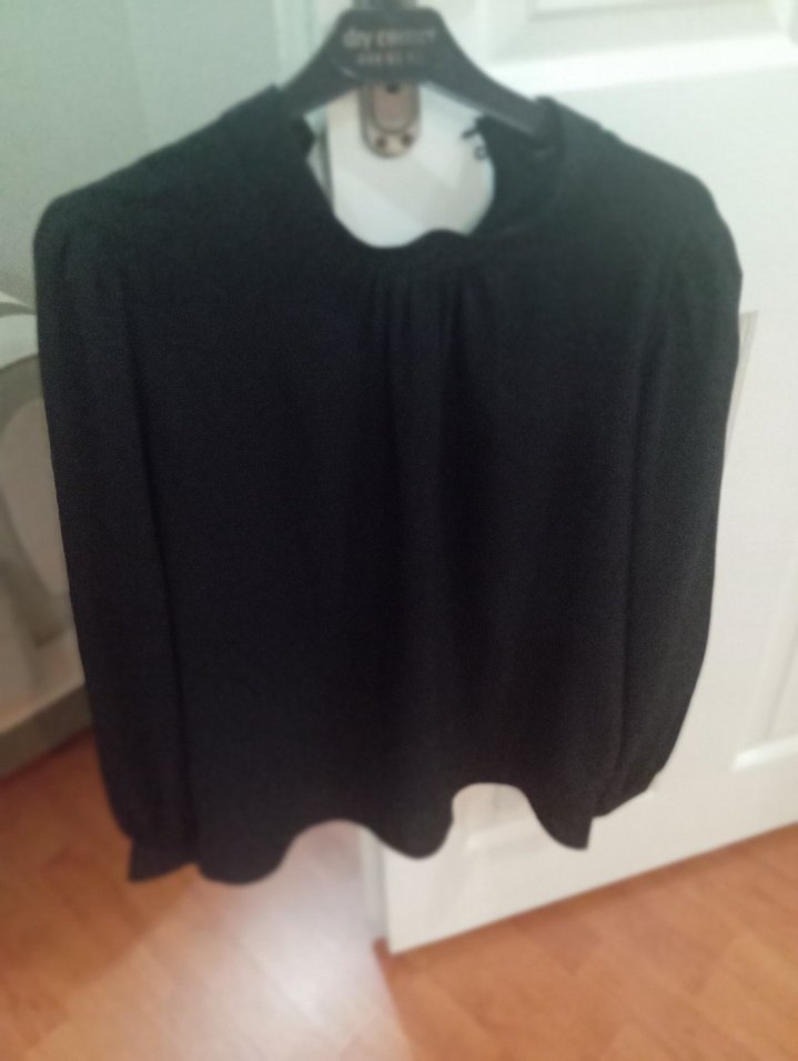 Siyah Uzun Kollu Kadın Bluz şifonlu - Görsel 3