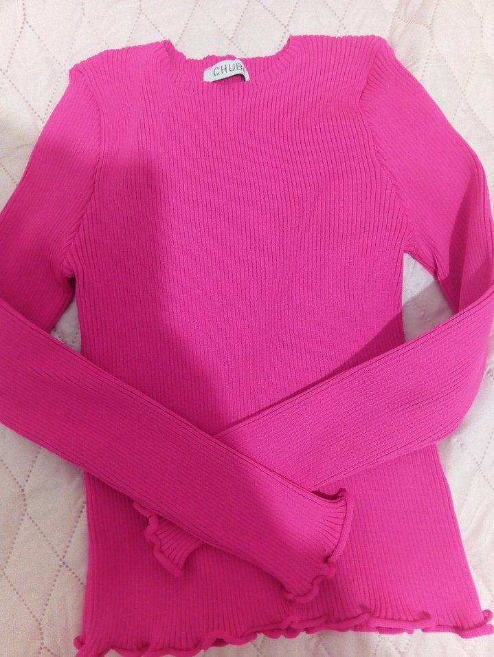 Pembe Kadın Triko Uzun Kollu Kazak - Görsel 2