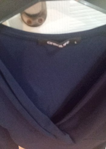 lacivert Kadın V Yaka Uzun Kollu Bluz citcitli - Görsel 3