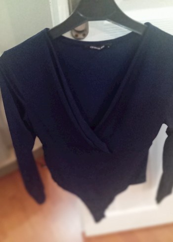 lacivert Kadın V Yaka Uzun Kollu Bluz citcitli - Görsel 2