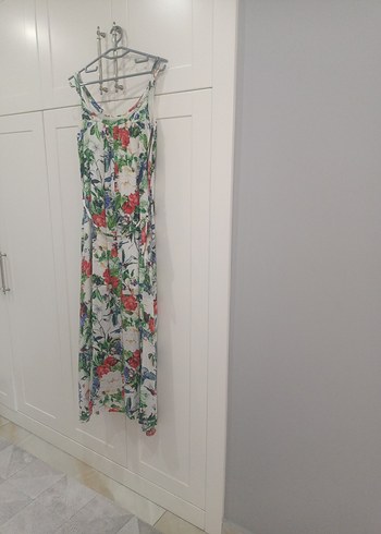 Batik Çiçek Desenli Bohem Uzun Elbise