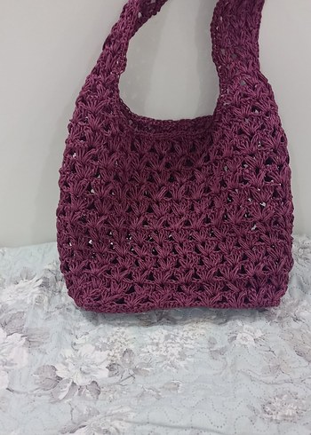 Zara Bordo Örgü Dantel Kadın Çanta