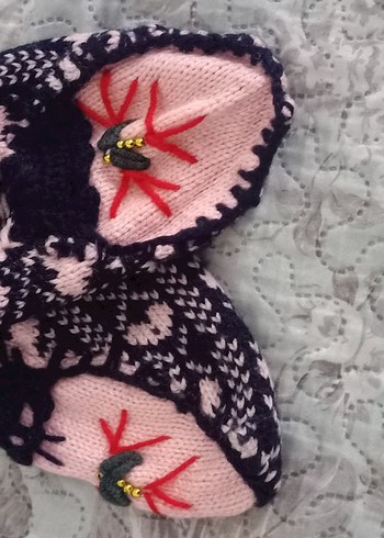 Nakışlı Çok Renkli Örgü patik - Görsel 2