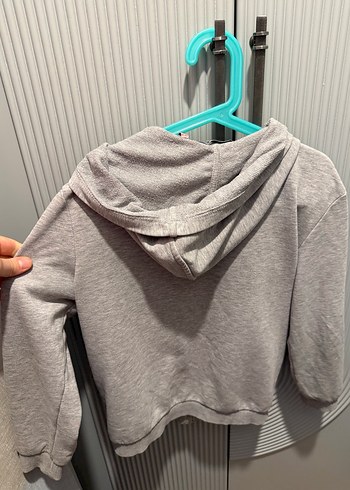 Gri Kapüşonlu Fermuarlı Erkek çocukSweatshirt - Görsel 4