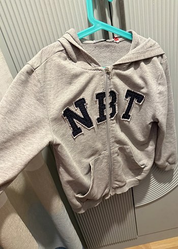 Gri Kapüşonlu Fermuarlı Erkek çocukSweatshirt - Görsel 3