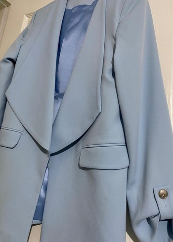 Mavi Düğmeli Kadın Blazer Ceket - Görsel 2