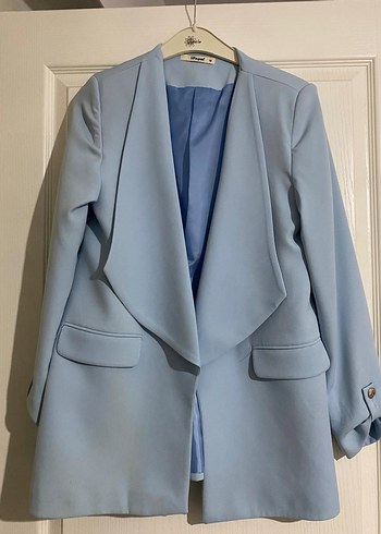 Mavi Düğmeli Kadın Blazer Ceket - Görsel 4