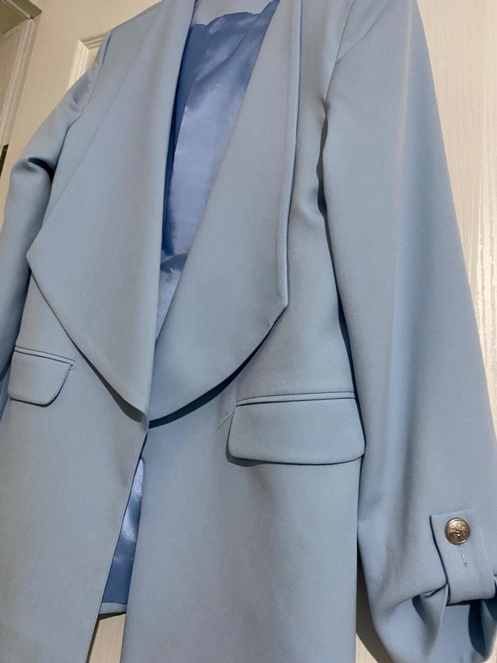 Mavi Düğmeli Kadın Blazer Ceket - Görsel 2