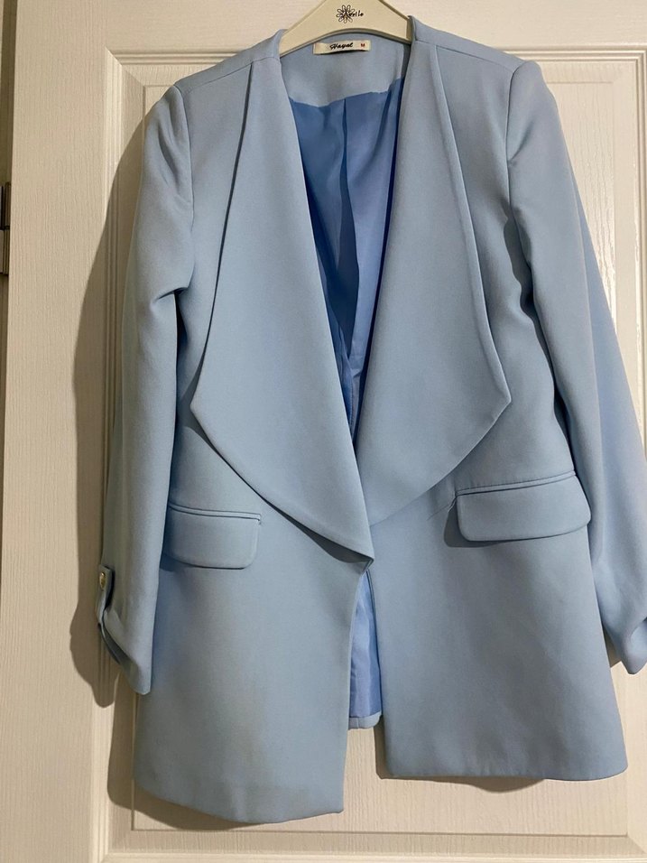 Mavi Düğmeli Kadın Blazer Ceket - Görsel 3