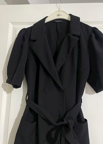 Kemerli Siyah Midi Kadın Ceket - Görsel 2