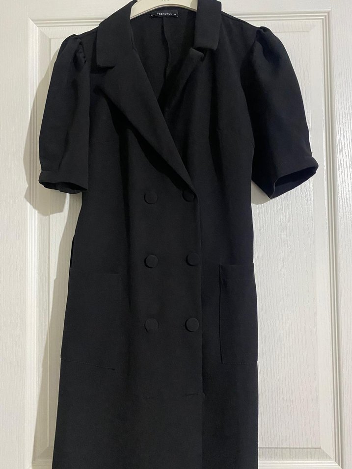 Kemerli Siyah Midi Kadın Ceket - Görsel 4