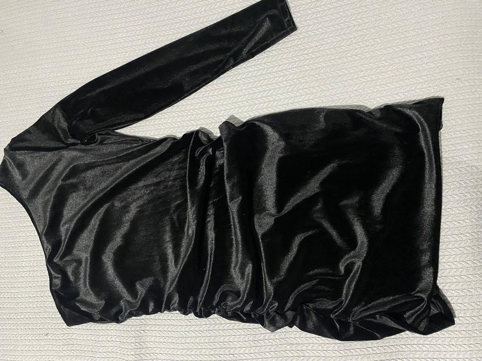 Uzun Kollu Drapeli Siyah Gotik Elbise - Görsel 3