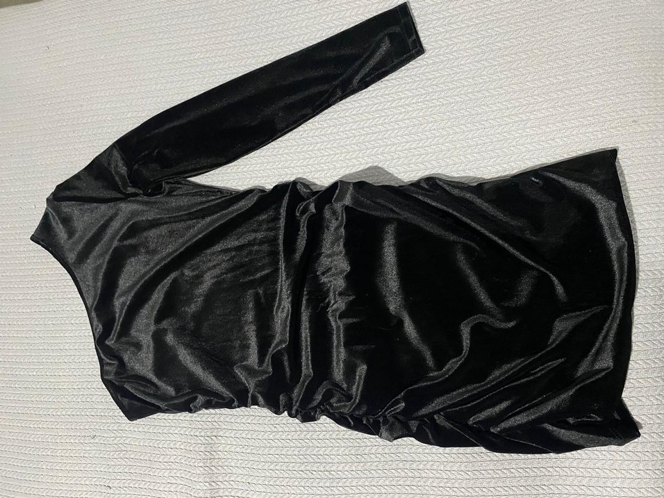 Uzun Kollu Drapeli Siyah Gotik Elbise - Görsel 2