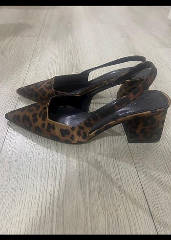 Kahverengi Leopar Desenli Süet Stiletto - Görsel 4