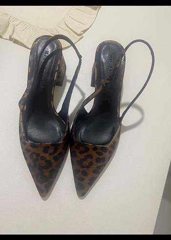 Kahverengi Leopar Desenli Süet Stiletto - Görsel 2