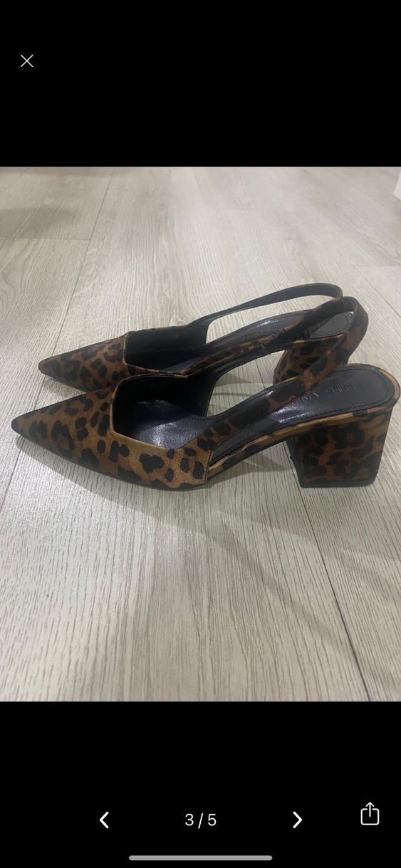 Kahverengi Leopar Desenli Süet Stiletto - Görsel 4