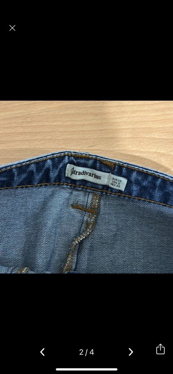 Stradivarıus Düğmeli Lacivert Denim Mini Etek - Görsel 2