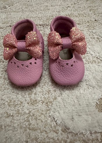 Pembe Fiyonk Detaylı Kız Bebek İlk Adım Ayakkabısı - Görsel 3