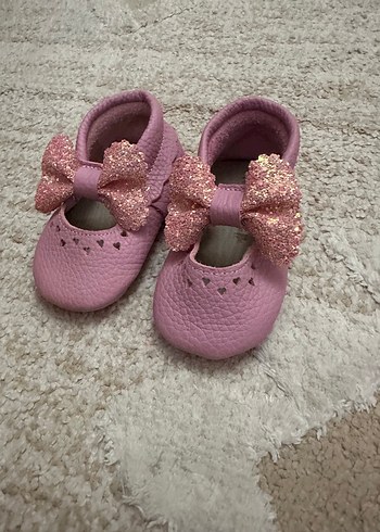 Pembe Fiyonk Detaylı Kız Bebek İlk Adım Ayakkabısı - Görsel 4