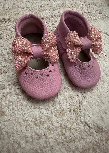 Pembe Fiyonk Detaylı Kız Bebek İlk Adım Ayakkabısı - Görsel 8