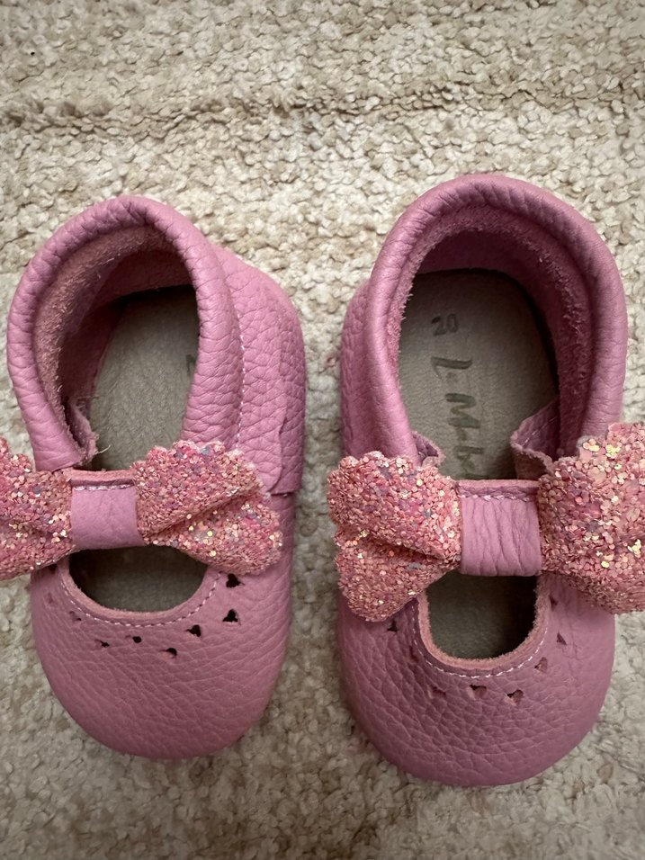 Pembe Fiyonk Detaylı Kız Bebek İlk Adım Ayakkabısı - Görsel 5