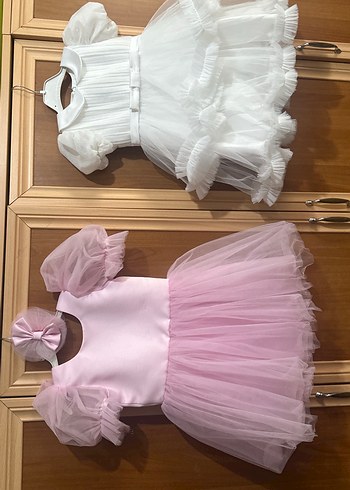 Kız Çocuk Pembe Tül Elbise ve Saç Aksesuarı - Görsel 6