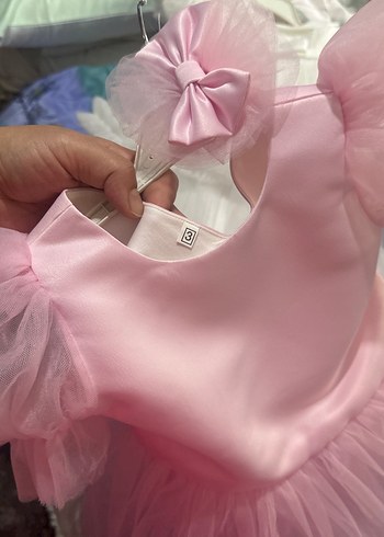 Kız Çocuk Pembe Tül Elbise ve Saç Aksesuarı - Görsel 3