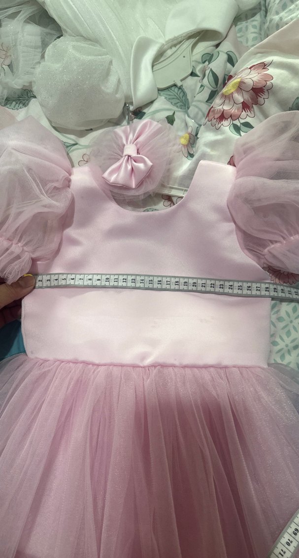 Kız Çocuk Pembe Tül Elbise ve Saç Aksesuarı - Görsel 4
