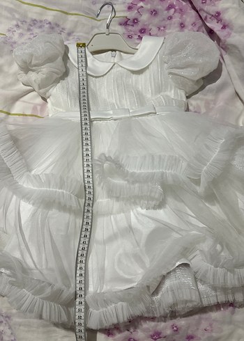 Beyaz Fırfırlı Kız Çocuk Abiye Elbise - Görsel 10