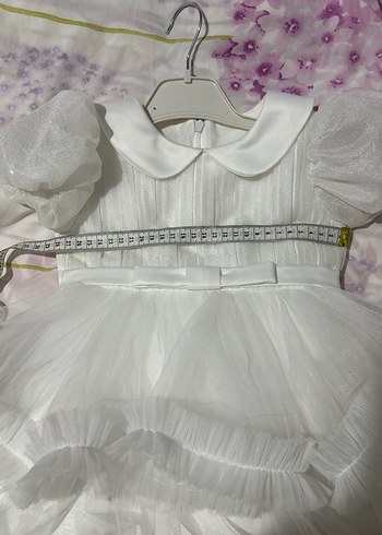 Beyaz Fırfırlı Kız Çocuk Abiye Elbise - Görsel 9