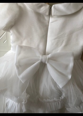 Beyaz Fırfırlı Kız Çocuk Abiye Elbise - Görsel 3