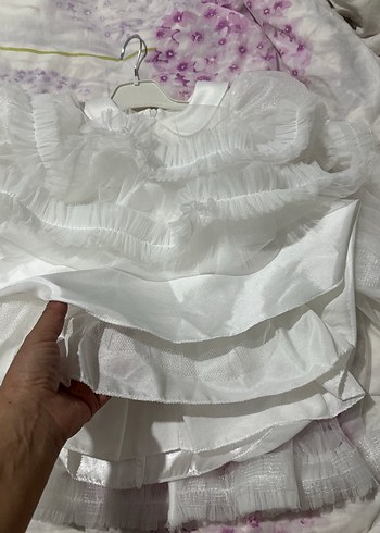 Beyaz Fırfırlı Kız Çocuk Abiye Elbise - Görsel 12