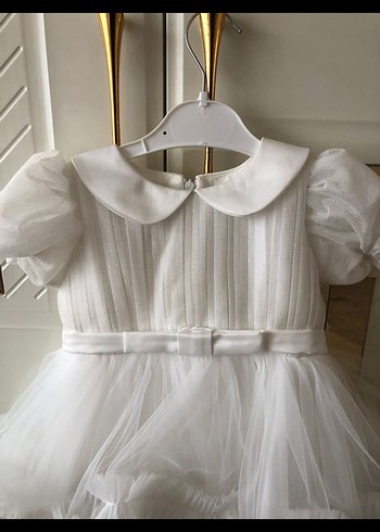 Beyaz Fırfırlı Kız Çocuk Abiye Elbise - Görsel 4