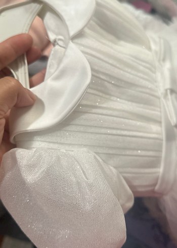 Beyaz Fırfırlı Kız Çocuk Abiye Elbise - Görsel 8