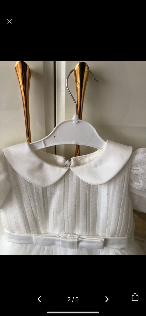 Beyaz Fırfırlı Kız Çocuk Abiye Elbise - Görsel 5