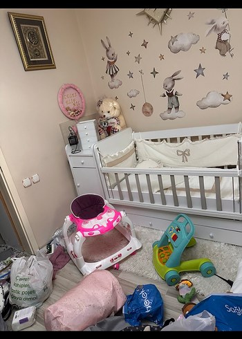 Beyaz Bebek Beşiği ve Sepeti - Görsel 6