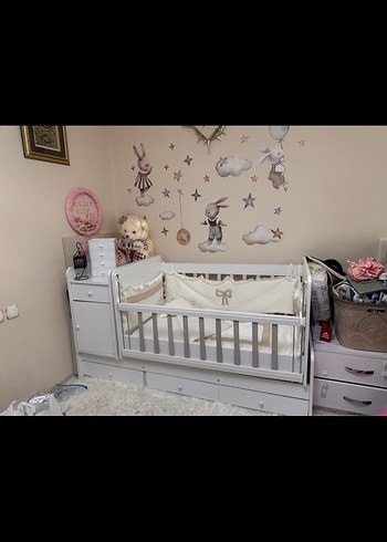 Beyaz Bebek Beşiği ve Sepeti - Görsel 2