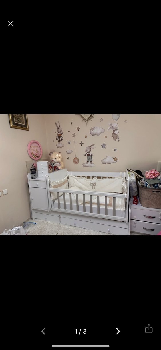 Beyaz Bebek Beşiği ve Sepeti - Görsel 2