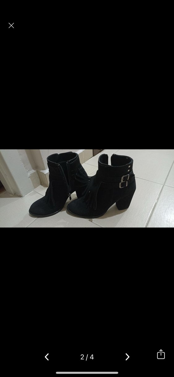 Siyah Süet Tokalı Blok Topuklu Kadın Bot - Görsel 4