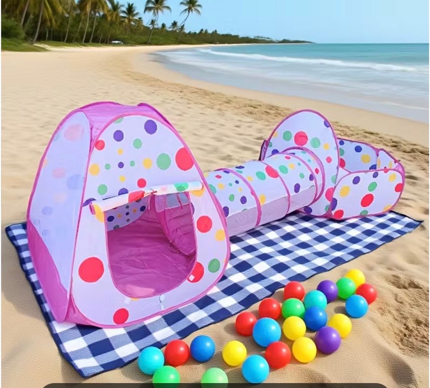 Çocuklar için Pembe Oyun Tüneli ve Top Havuzu - Görsel 3