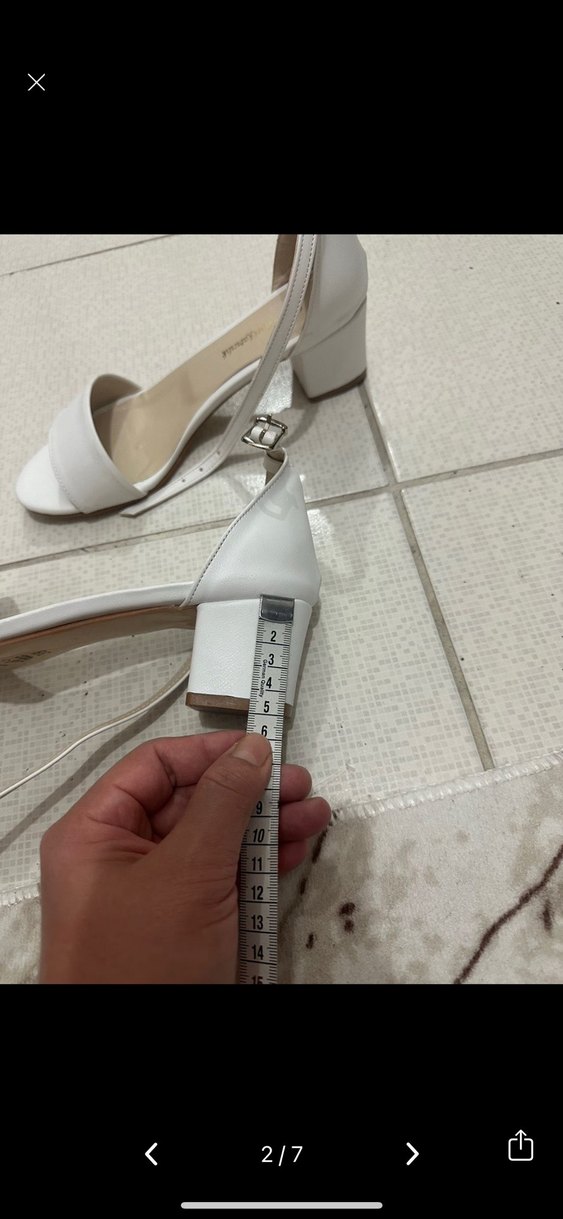 Beyaz Tokalı Kadın Topuklu Sandalet - Görsel 3