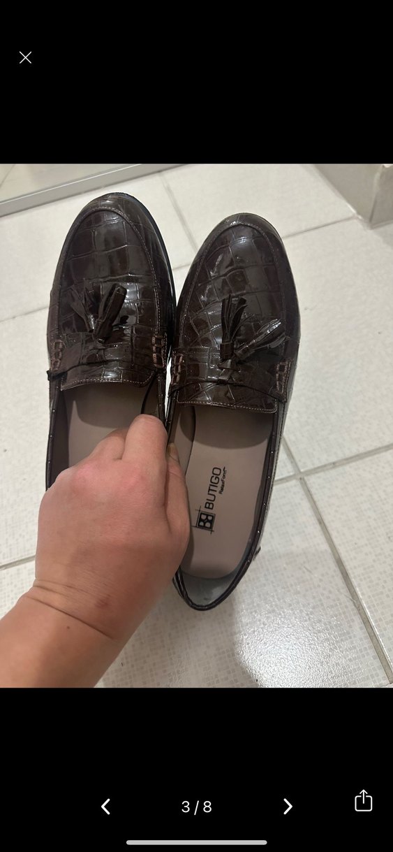 Kahverengi Kroko Desenli Erkek Klasik Ayakkabı - Görsel 3