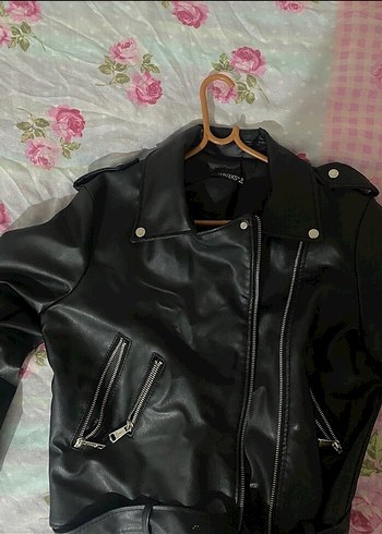 Kadın Siyah Deri Biker Ceket
